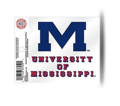 Mississippi Rebels Block M Logo Static Cling Sticker NEW Window or Car! Ole Miss