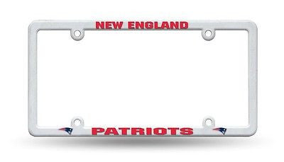 New England Patriots White Plastic License Plate Frame NEW! NFL