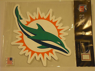 Miami Dolphins Die Cut Static Cling Decal Reusable 5 X 5 NEW! Car Window