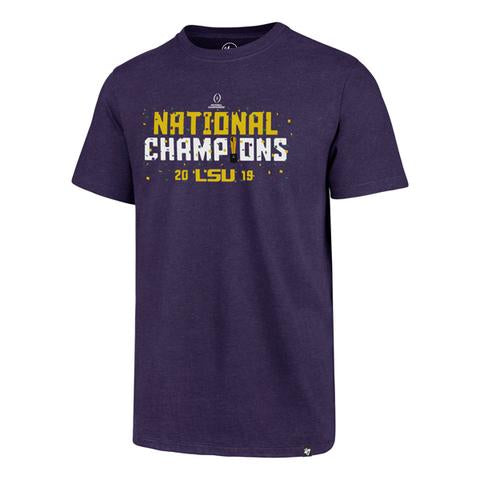 LSU Tigers 2019 National Champions Purple Shirt Sizes M-2XL Confetti