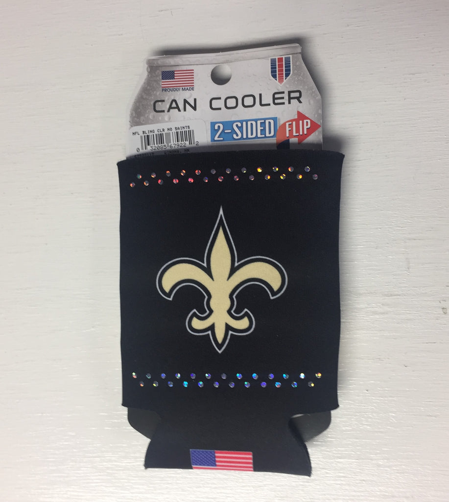 New Orleans Saints *Sparkle* Can Koozie Holder Collapsible Free Shipping!  NEW!