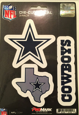 Dallas Cowboys Set of 3 Die Cut Decal Stickers State Outline Free Shipping
