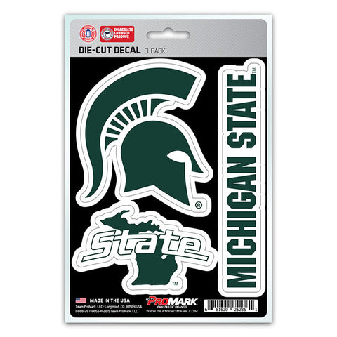 Michigan State Spartans Set of 3 Die Cut Decal Stickers State Outline Free Shipping!