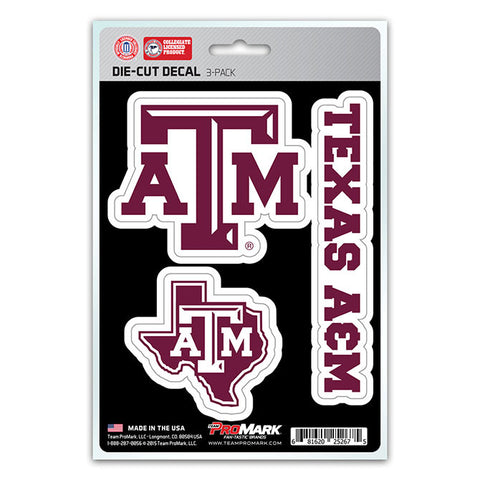Texas A&M Aggies Set of 3 Die Cut Decal Stickers State Outline Free Shipping!