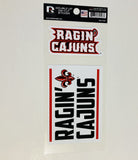 Louisiana Ragin Cajuns Set of 2 Die Cut Decals "Ragin Cajuns" Rico 3x4 Inches