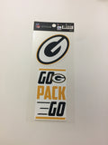 Green Bay Packers Die Cut Slogan and Logo Decal Stickers "Go Pack Go"