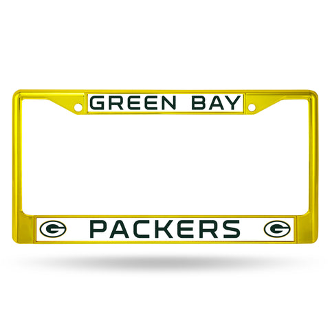 Green Bay Packers Color Chrome Metal License Plate Frame NEW Free Shipping! Gold