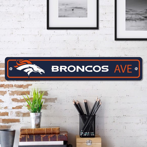 Denver Broncos Street Sign NEW! 4" X 24" "Broncos Ave." Man Cave NFL