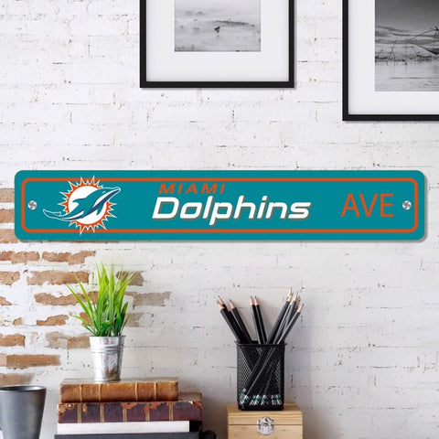 Miami Dolphins Street Sign NEW! 4"X 24" "Dolphins Ave." Man Cave