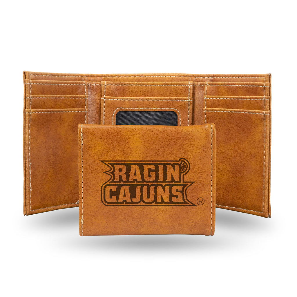 Evergreen NCAA Louisiana Ragin' Cajuns Black Leather Trifold Wallet  Officially Licensed with Gift Box