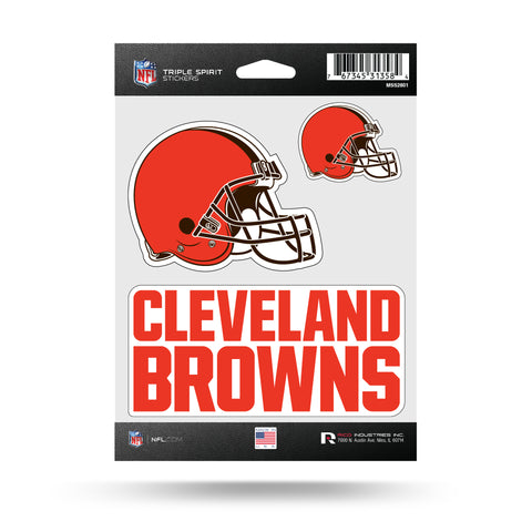 Cleveland Browns Set of 3 Decals Stickers Triple Spirit Die Cut