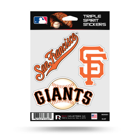 San Francisco Giants Set of 3 Decals Stickers Triple Spirit Die Cut