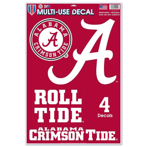 Alabama Crimson Tide Set of 4 Decals Stickers Reusable Multi-Use