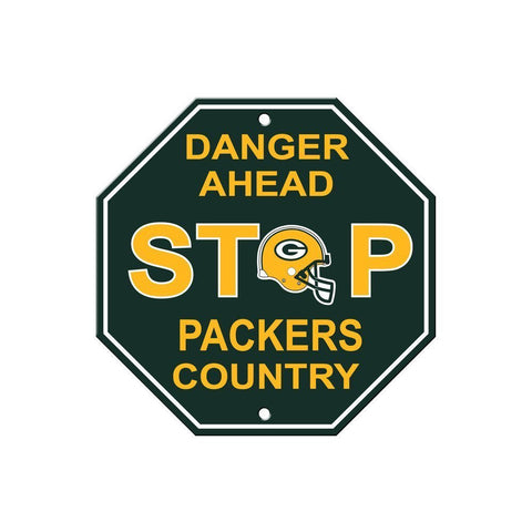 Green Bay Packers Stop Sign NEW! 12"X12" "Danger Ahead" Man Cave NFL