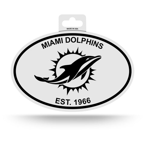 Miami Dolphins Oval Decal Sticker NEW!! 3 x 5 Inches Free Shipping Black & White