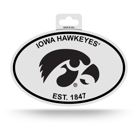 Iowa Hawkeyes Oval Decal Sticker NEW!! 3 x 5 Inches Free Shipping Black & White