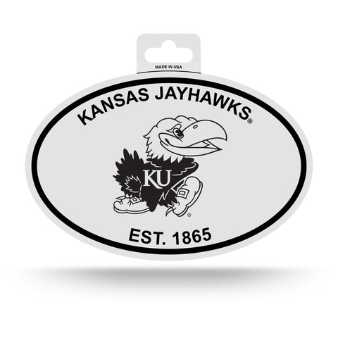 Kansas Jayhawks Oval Decal Sticker NEW!! 3 x 5 Inches Free Shipping Black & White