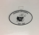 Kansas Jayhawks Oval Decal Sticker NEW!! 3 x 5 Inches Free Shipping Black & White