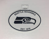 Seattle Seahawks Oval Decal Sticker NEW!! 3 x 5 Inches Free Shipping Black & White