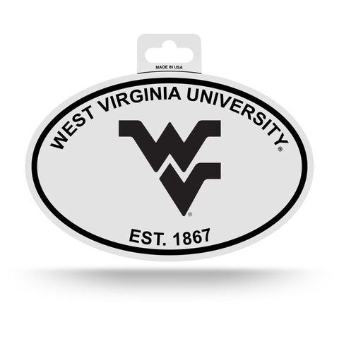 West Virginia Mountaineers Oval Decal Sticker NEW!! 3 x 5 Inches Free Shipping Black & White