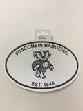 Wisconsin Badgers Oval Decal Sticker NEW!! 3 x 5 Inches Free Shipping Black & White