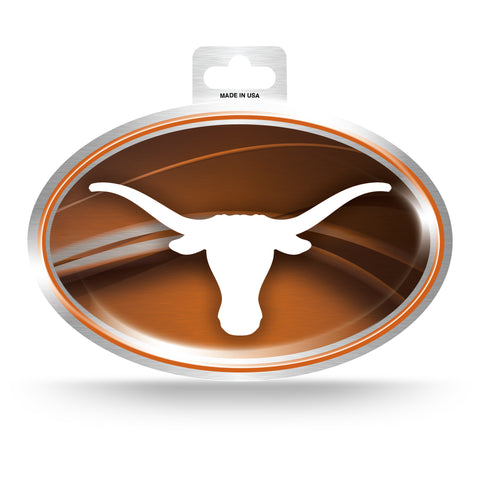 Texas Longhorns Metallic Oval Decal Full Color Sticker NEW!! 3 x 5 Inches Free Shipping