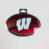 Wisconsin Badgers Metallic Oval Decal Full Color Sticker NEW!! 3 x 5 Inches Free Shipping