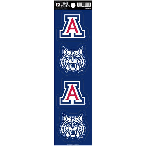 Arizona Wildcats Set of 4 Decals Stickers The Quad by Rico 2x2 Inches