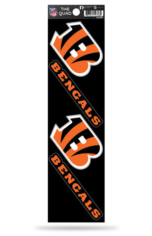 Cincinnati Bengals Set of 4 Decals Stickers The Quad by Rico 2x2 Inches