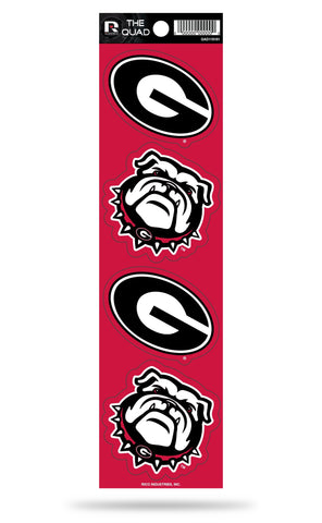Georgia Bulldogs Set of 4 Decals Stickers The Quad by Rico 2x2 Inches