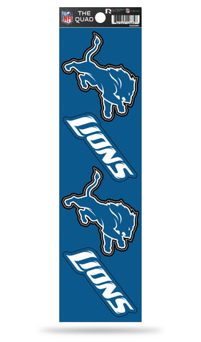 Detroit Lions Set of 4 Decals Stickers The Quad by Rico 2x2 Inches