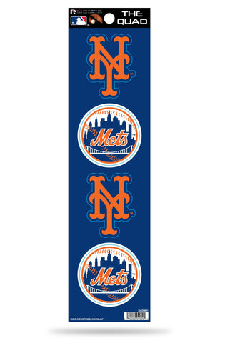 New York Mets Set of 4 Decals Stickers The Quad by Rico 2x2 Inches