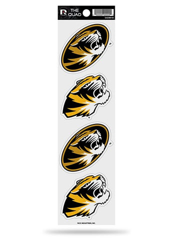 Missouri Tigers Set of 4 Decals Stickers The Quad by Rico 3x2 Inches Mizzou