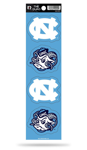 North Carolina Tar Heels Set of 4 Decals Stickers The Quad by Rico 2x3 Inches