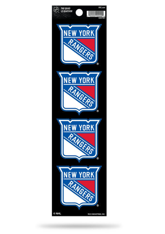 New York Rangers Set of 4 Decals Stickers The Quad by Rico 2x2 Inches