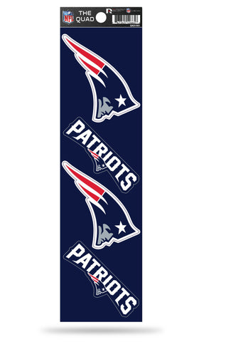 New England Patriots Set of 4 Decals Stickers The Quad by Rico 2x2 Inches