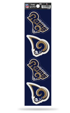 Los Angeles Rams Set of 4 Decals Stickers The Quad by Rico 3x2 Inches