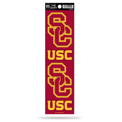 USC Trojans Set of 4 Decals Stickers The Quad by Rico 2x2 Inches