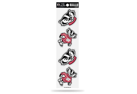 Wisconsin Badgers Set of 4 Decals Stickers The Quad by Rico 2x2 Inches