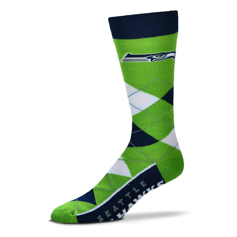 Seattle Seahawks Argyle Socks Crew Length One Size Fits Most NEW!