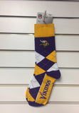 Minnesota Vikings Argyle Socks Crew Length One Size Fits Most NEW!