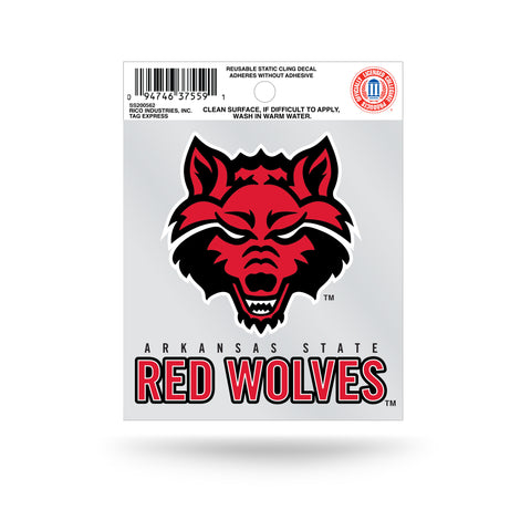 Arkansas State Red Wolves Logo Static Cling Sticker NEW!! Window or Car! NCAA