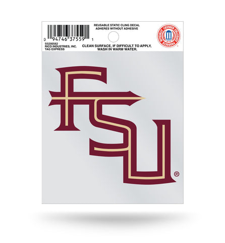 Florida State Seminoles "FSU"" Logo Static Cling Sticker NEW!! Window or Car! NCAA