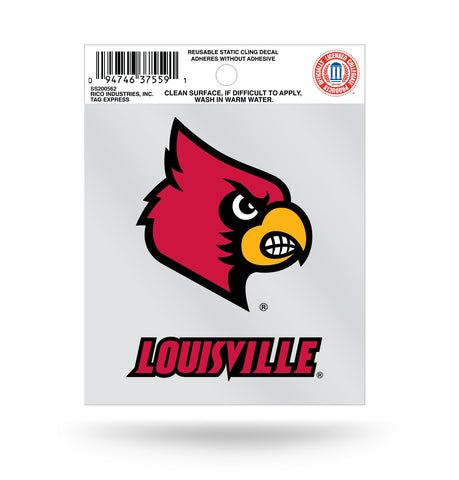 Louisville Cardinals Wordmark Logo Static Cling Sticker NEW!! Window or Car! NCAA