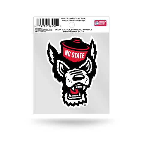 North Carolina State Wolfpack "Wolf" Logo Static Cling Sticker NEW!! Window or Car! NCAA