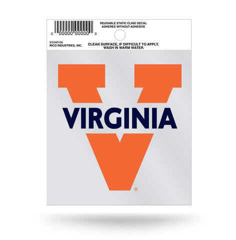 Virginia Cavaliers "V" Logo Static Cling Sticker NEW!! Window or Car! NCAA UVA