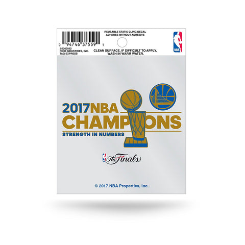 Golden State Warriors NBA Champions Static Cling Sticker NEW!! Window or Car! 2017