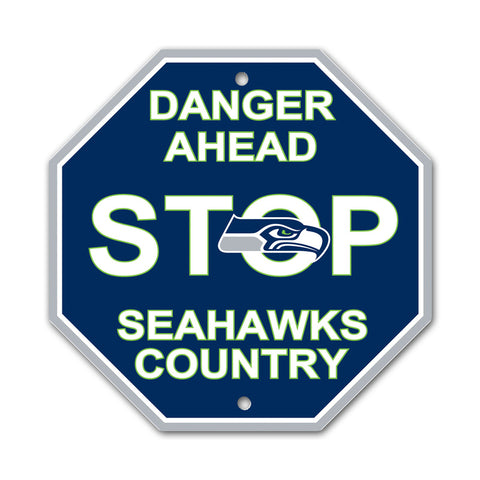 Seattle Seahawks Stop Sign "Danger Ahead" NEW! 12"X12" Man Cave Seahawks Country