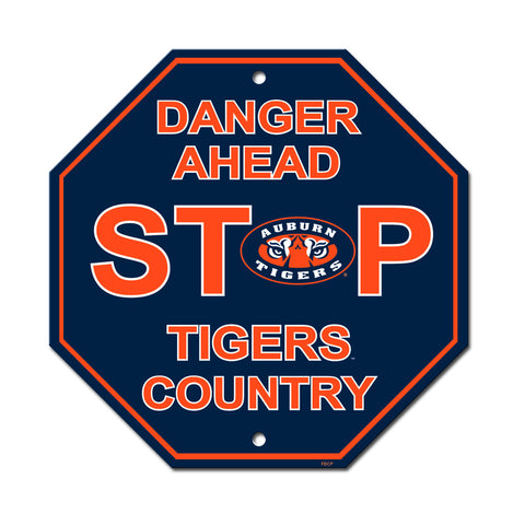 Auburn Tigers Stop Sign "Tigers Country" NEW! 12"X12" Man Cave "Danger Ahead"