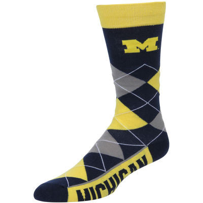 Michigan Wolverines Argyle Socks Crew Length One Size Fits Most NEW!